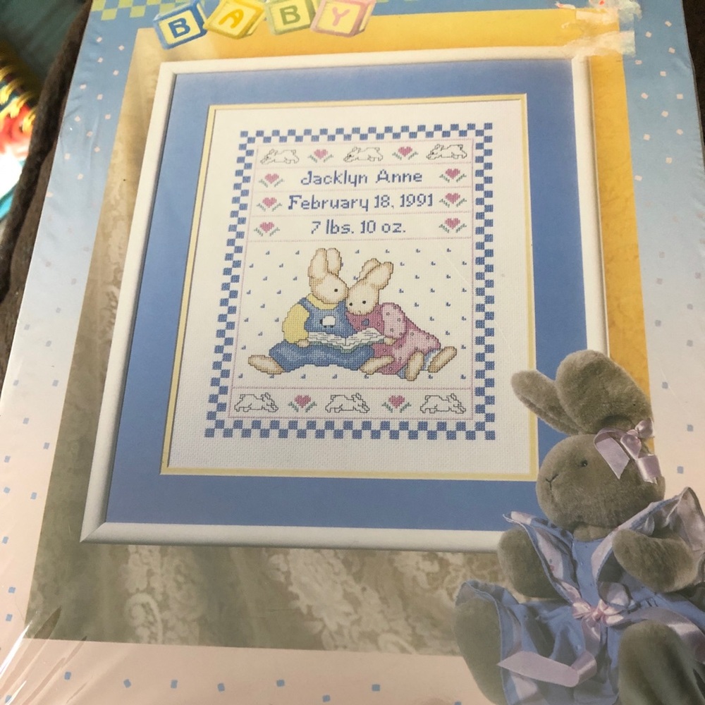 daisy Kingdom Bucilla counted cross stitch sampler kit - New Baby Bunnies